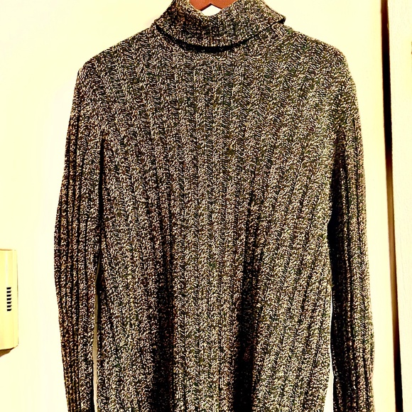 Les Copains Wool Ribbed Marled Sweater in olive green mix, sz 42 France/M US - Picture 1 of 6
